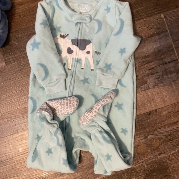 Baby Blue Star and Moon Footed Onesie - Picture 1 of 1